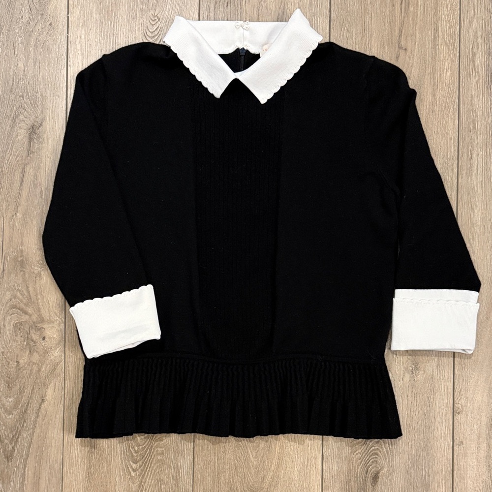 Tory Burch Black and White Crew Neck Sweater
